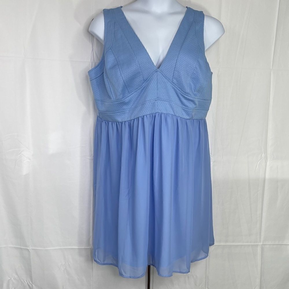 Pastel Blue Deep V Dress 3X